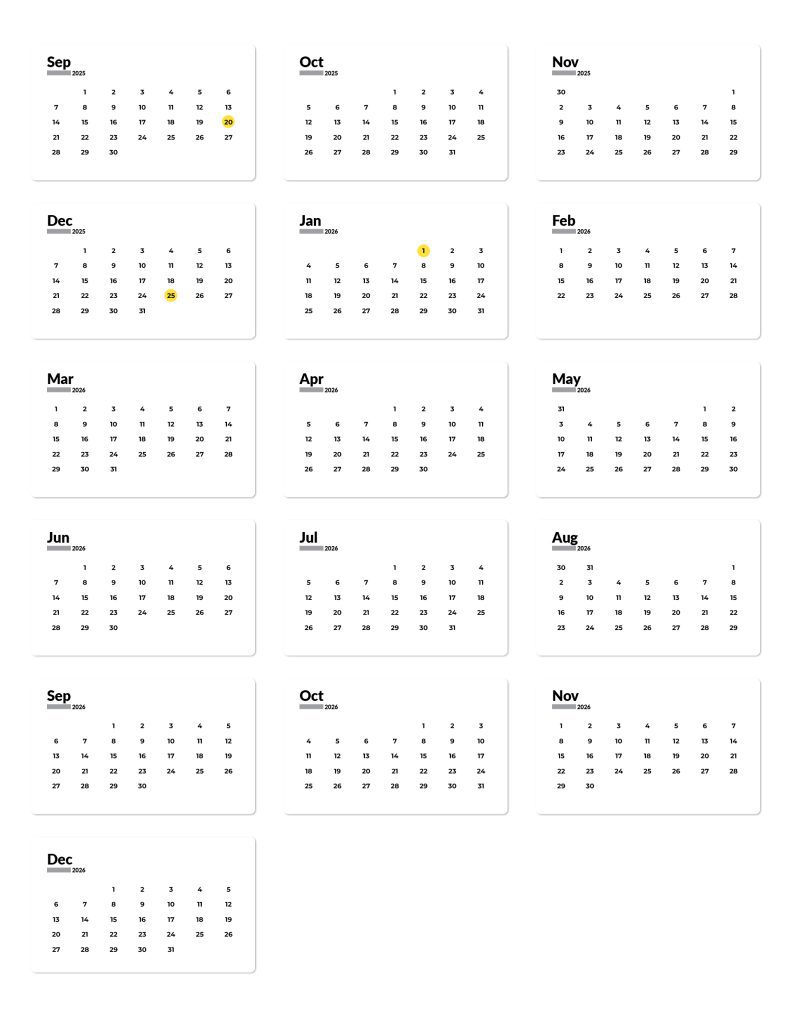 Casela Calendar Closed