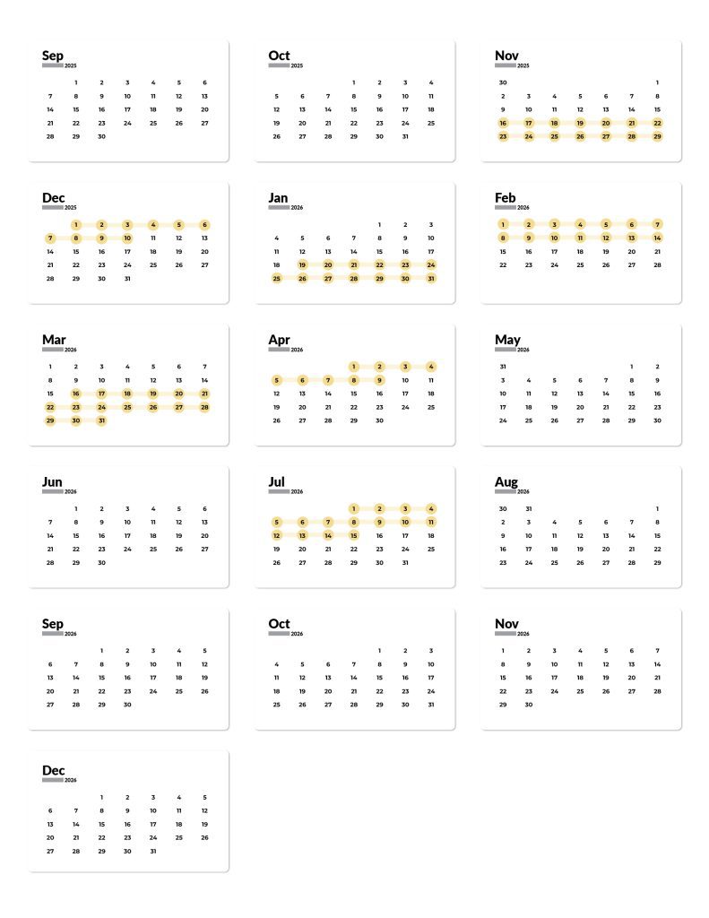 Casela Calendar Mild